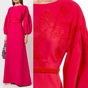Sachin & Babi Aria Long Sleeve Embroidered Dress Fuchsia Gown Size 2 NEW